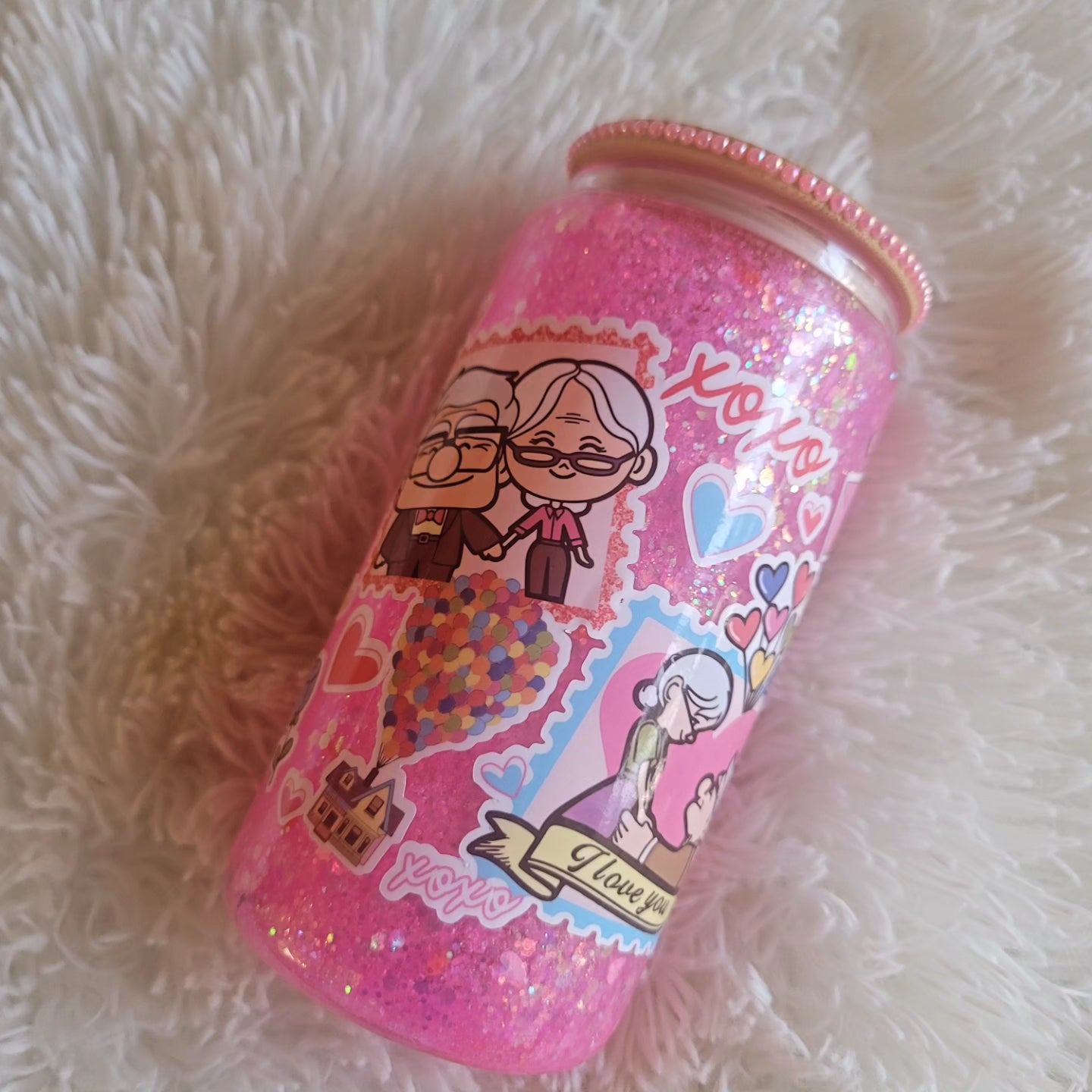 Valentine's Day Adventure Snowglobe Glass Tumbler