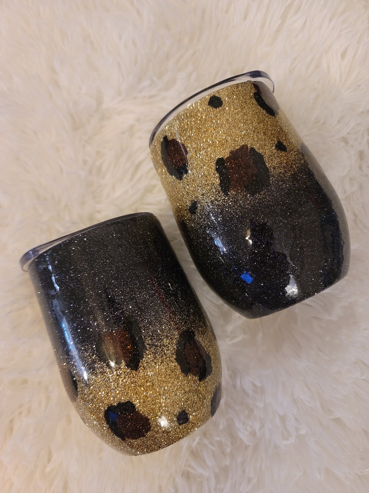 Cheetah Glitter Wine Set