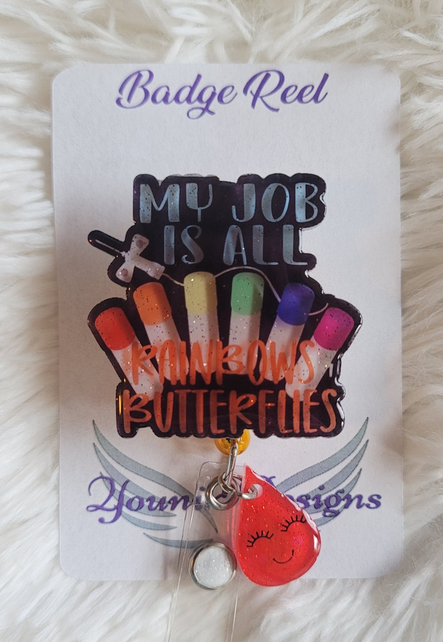 Rainbows and Butterflies Badge Reel or Lanyard
