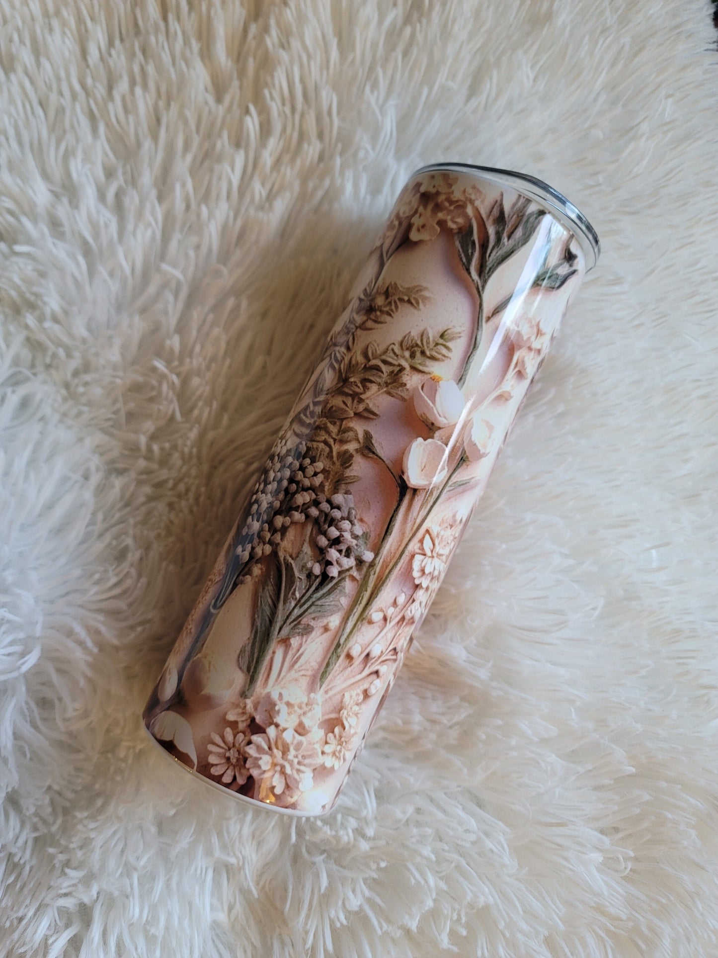3D White and Yellow Flowers Tumbler