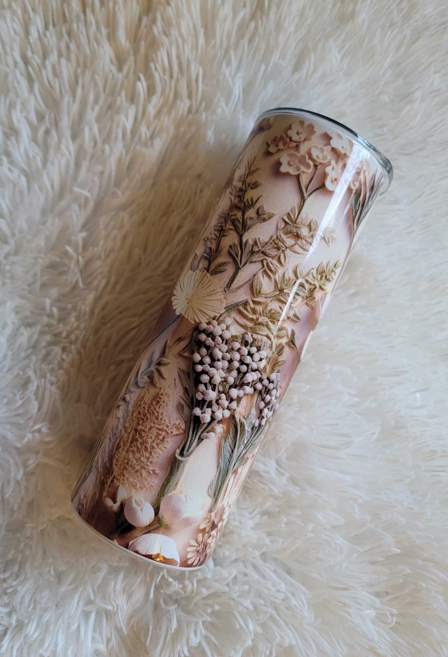 3D White and Yellow Flowers Tumbler