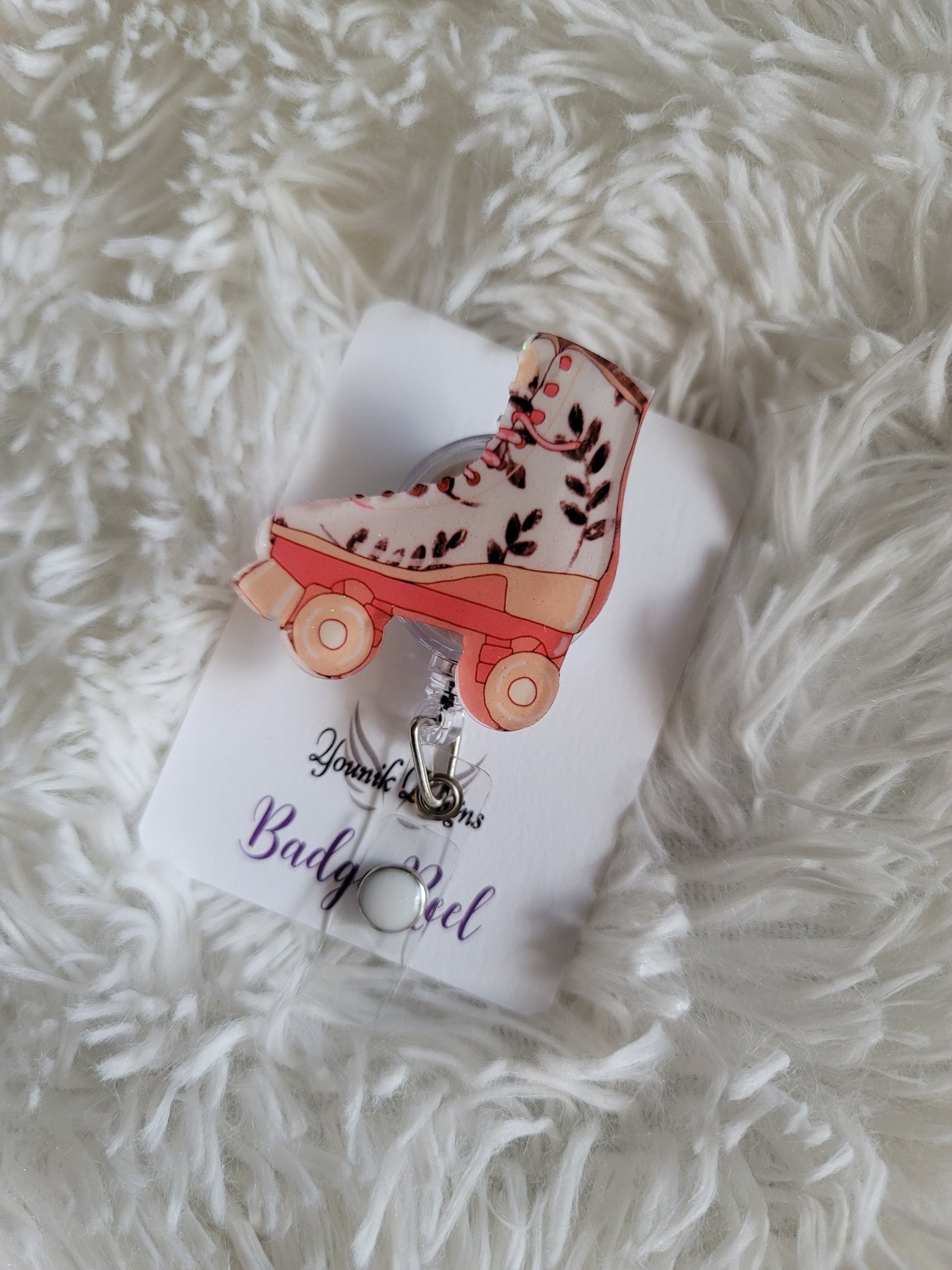 Roller Skate Badge Reel or Lanyard