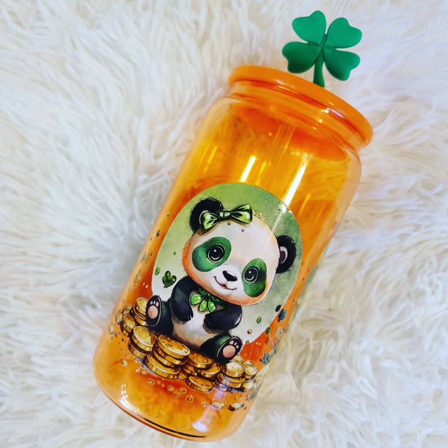 Panda St. Patrick's Day Glass Tumbler