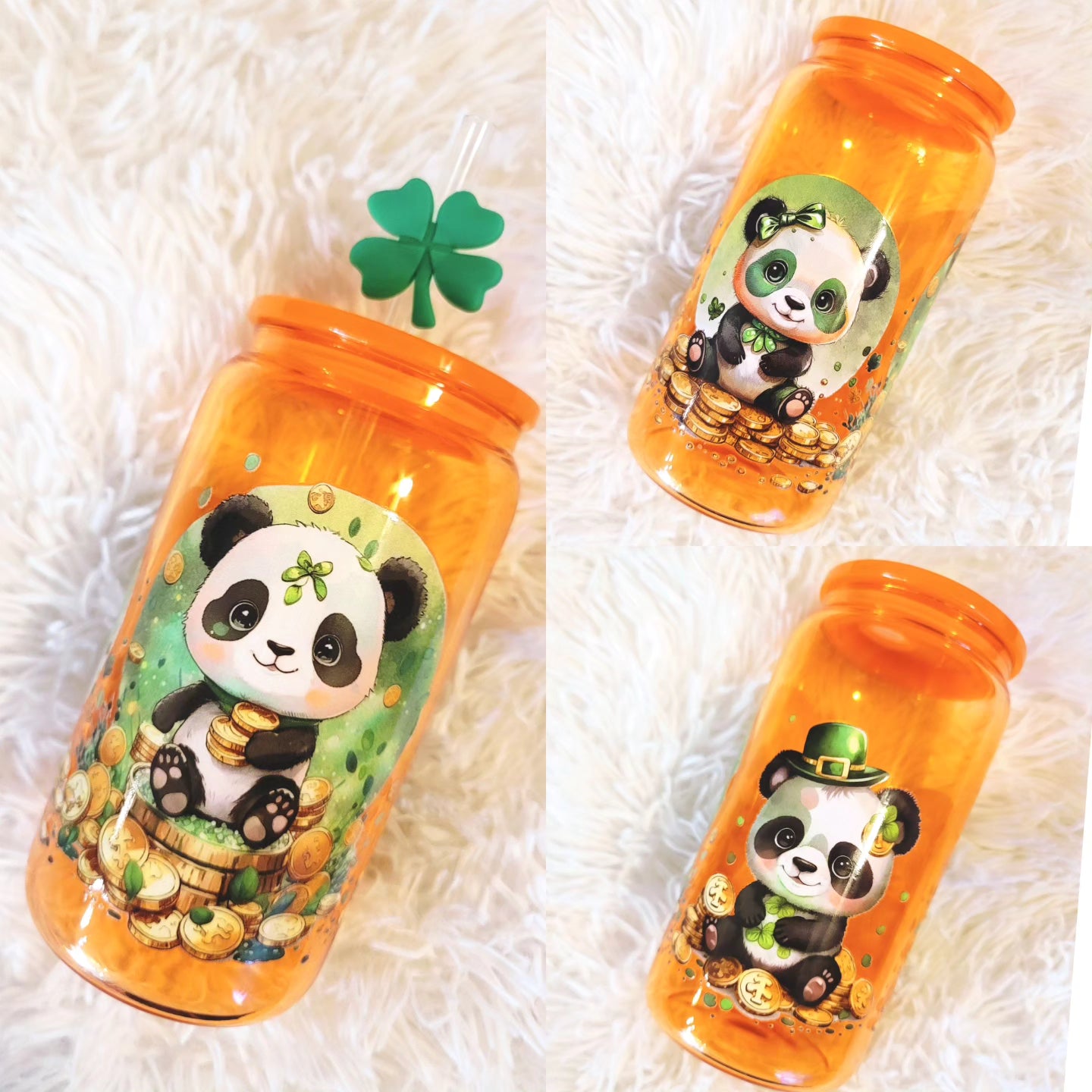 Panda St. Patrick's Day Glass Tumbler