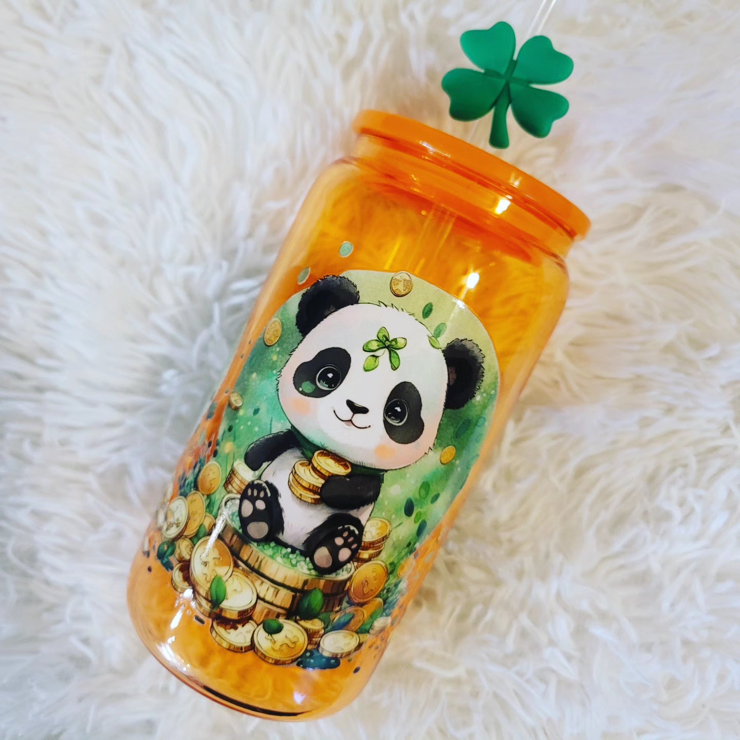Panda St. Patrick's Day Glass Tumbler