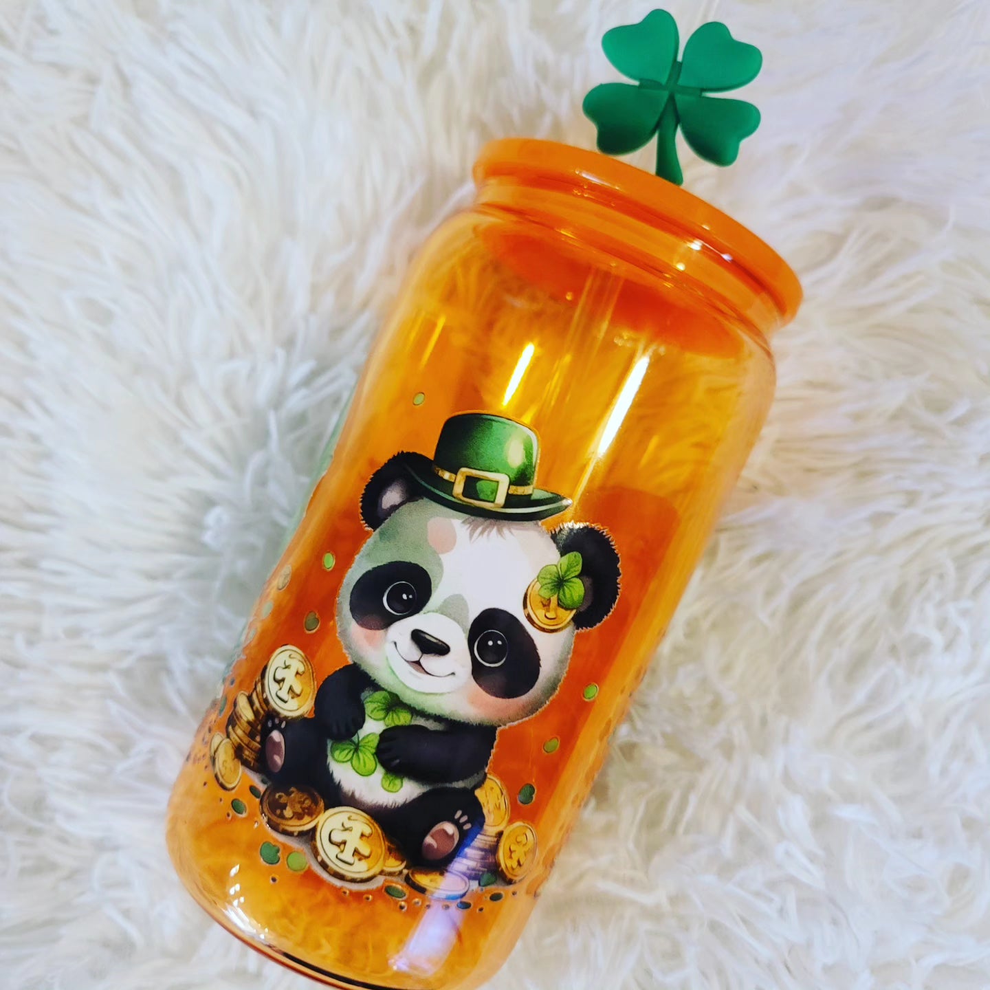 Panda St. Patrick's Day Glass Tumbler