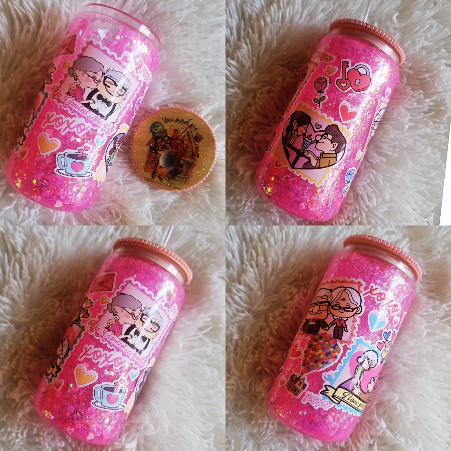 Valentine's Day Adventure Snowglobe Glass Tumbler