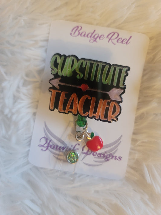 Substitute Tracher Badge Reel or Lanyard