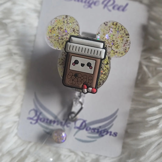 Pharmacy Pill Bottle Badge Reel
