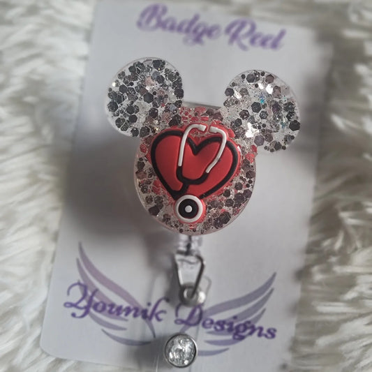 Medical Heart Stethescope Badge Reel