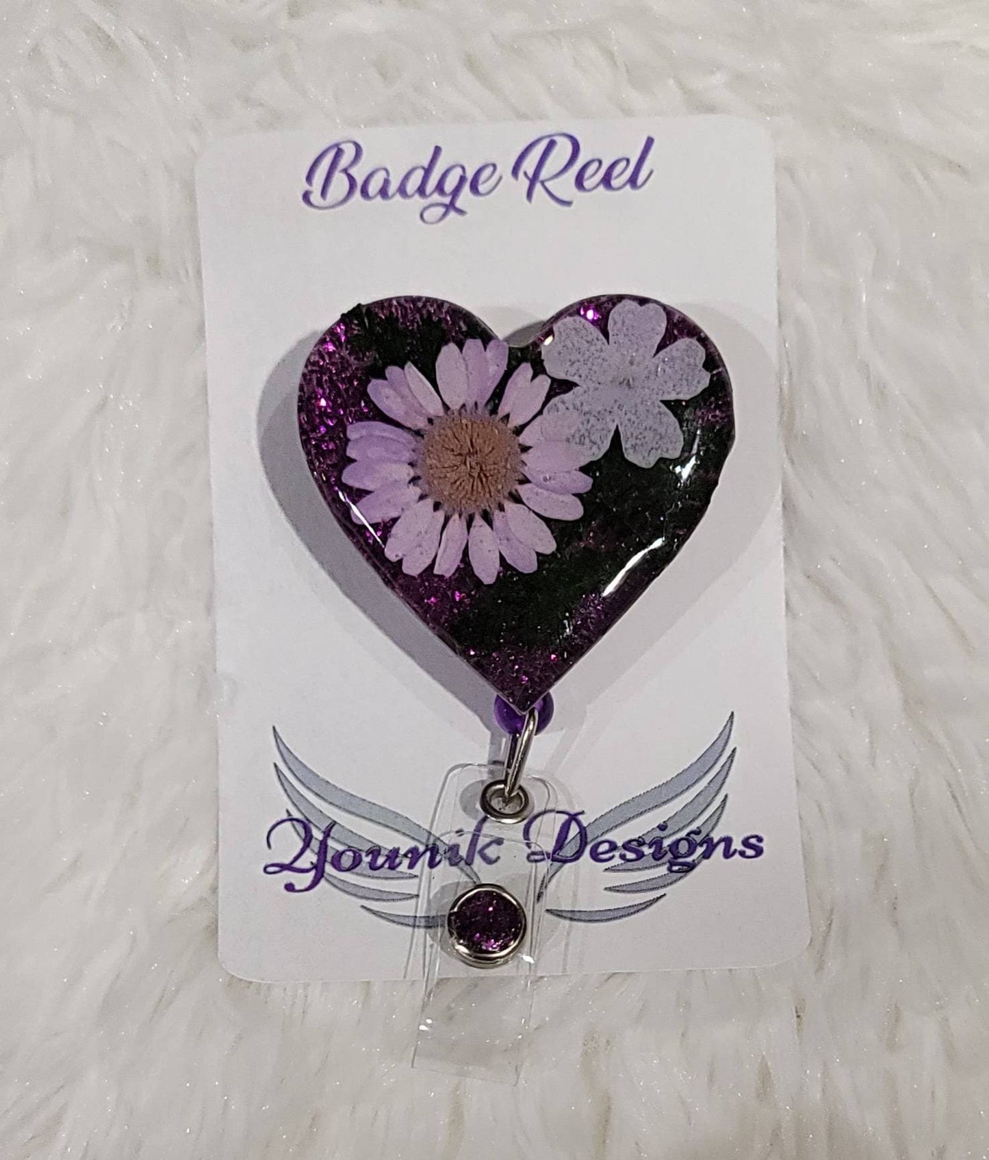 Real Pressed Flower Badge Reel or Lanyard