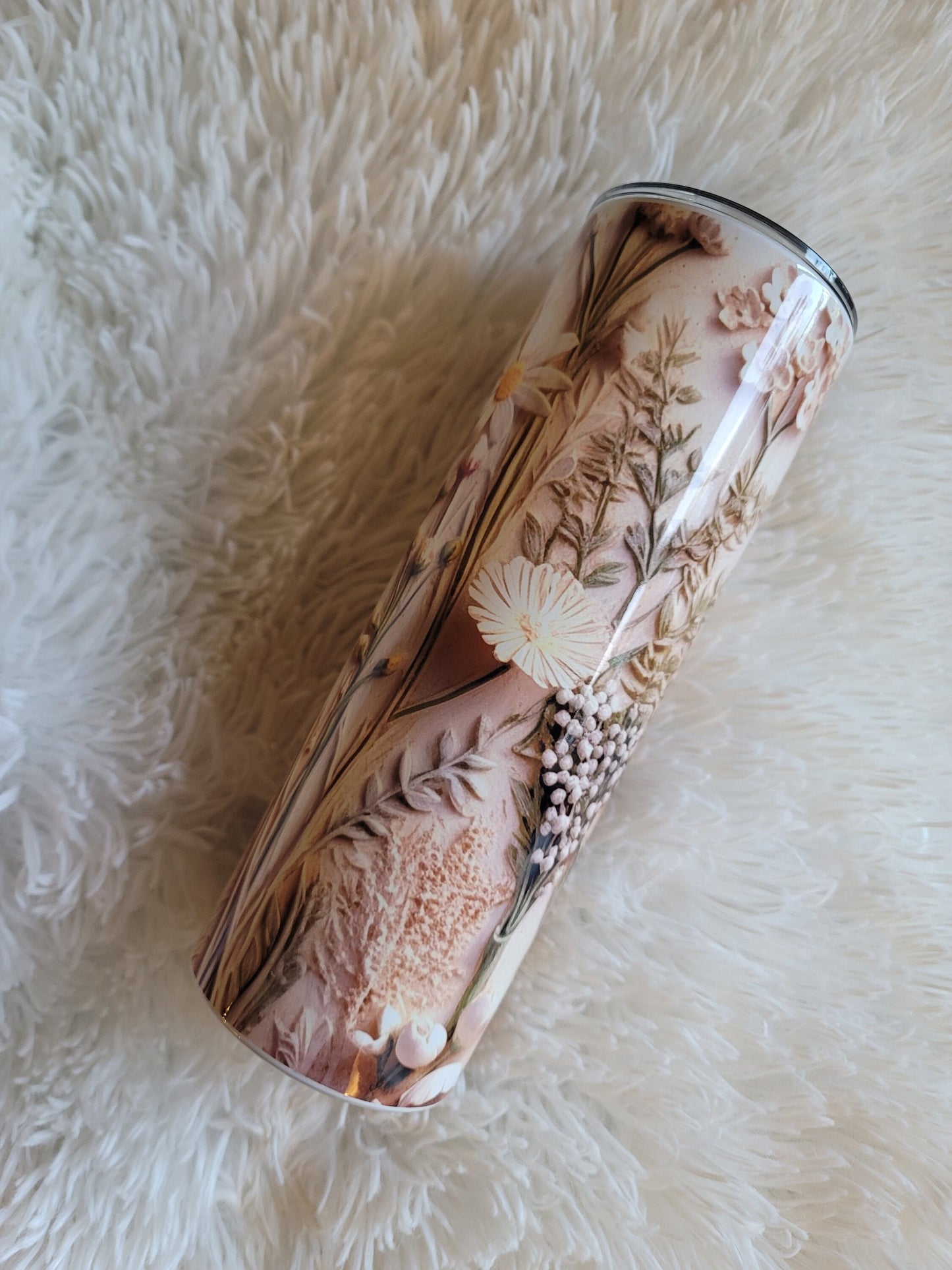 3D White and Yellow Flowers Tumbler
